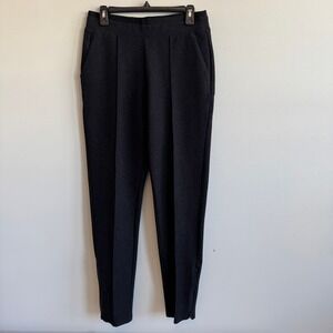Athleta Venice Heathered Pintuck Pant Black Small Tall ST Ankle Zip Trousers